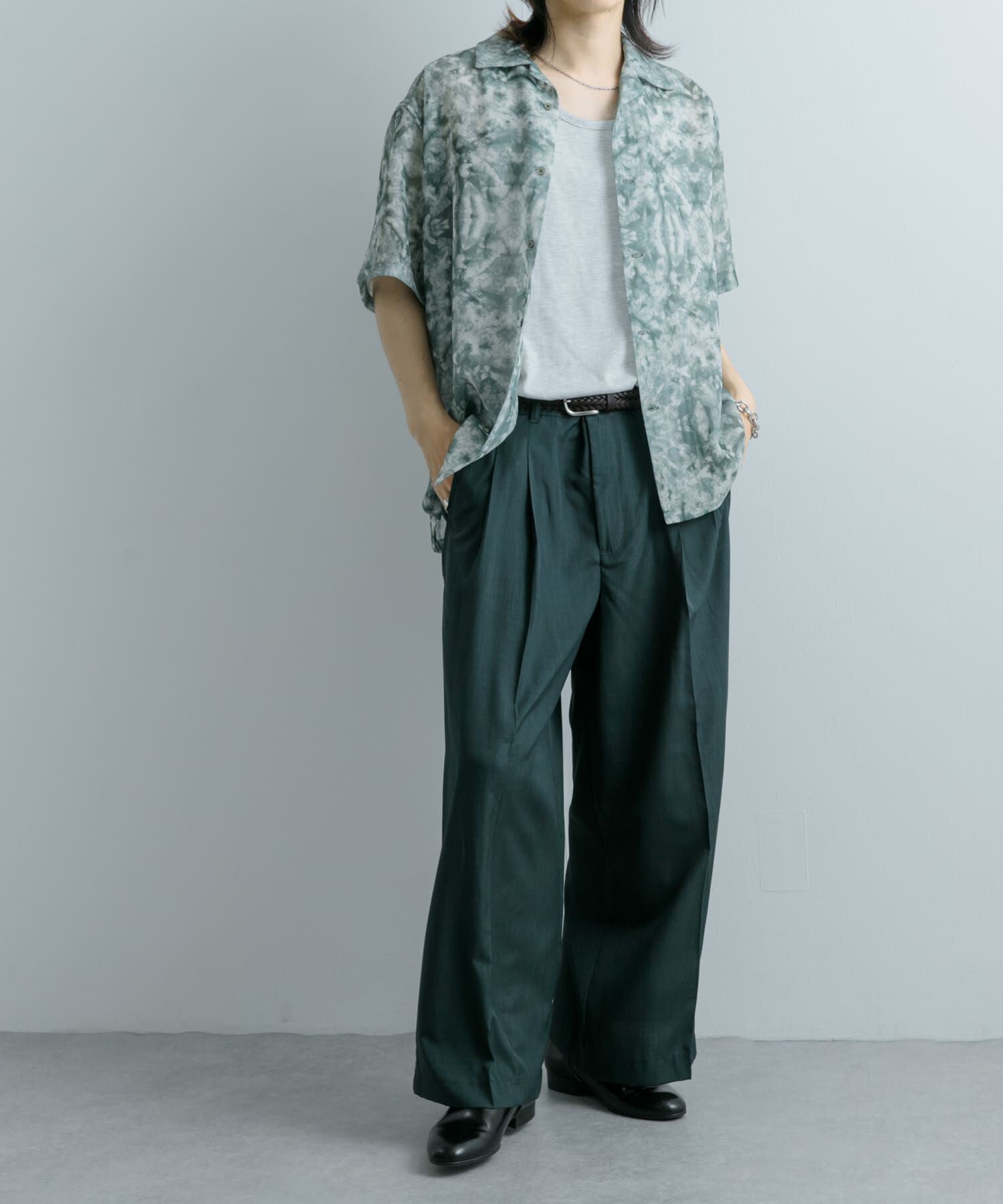 SENSE OF PLACE by URBAN RESEARCH「シアープリントオープンカラーショートスリーブシャツ」|シャツ・ブラウス|