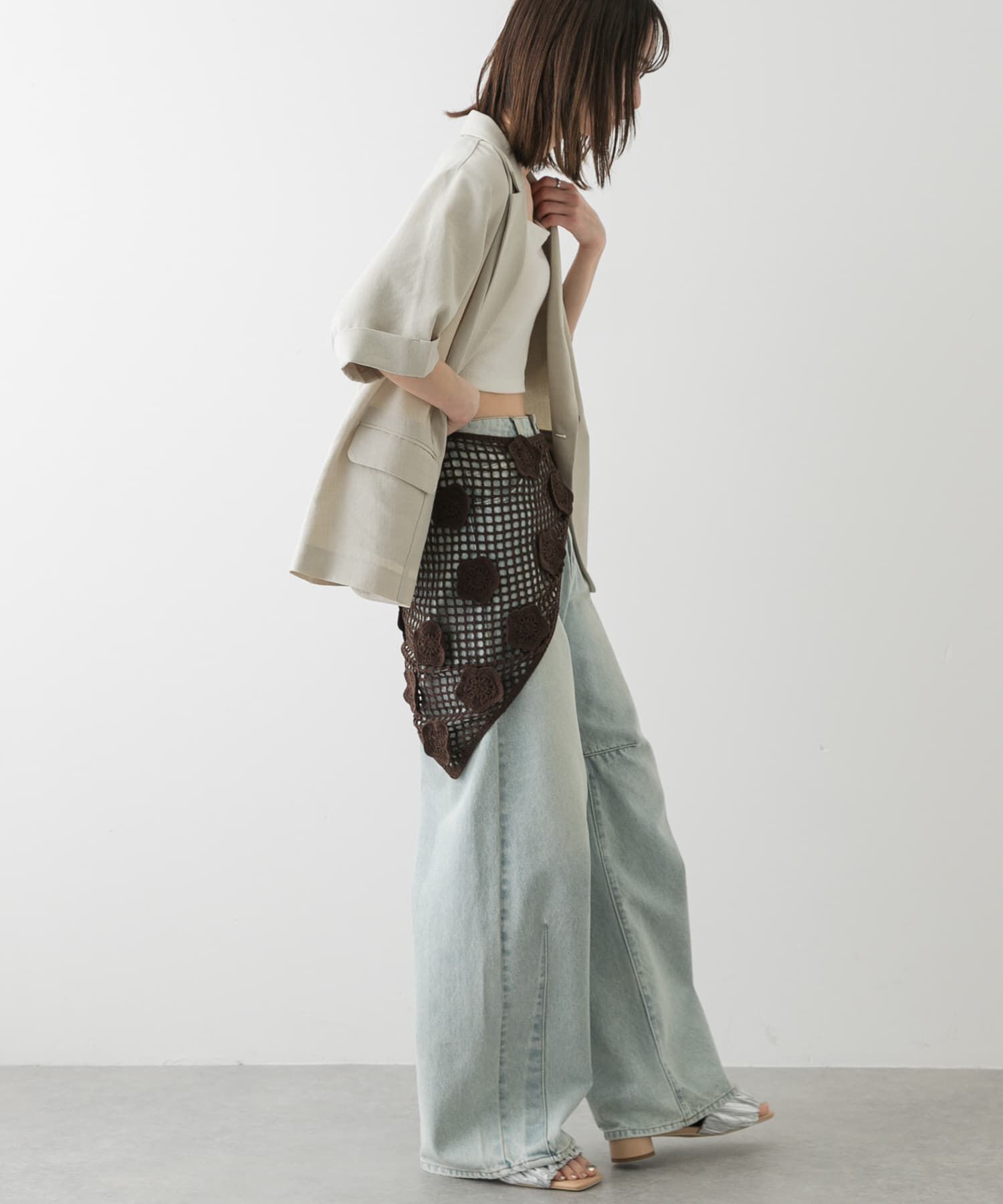 SENSE OF PLACE by URBAN RESEARCH「フラワークロシェマキスカート」|スカート|ブラウン