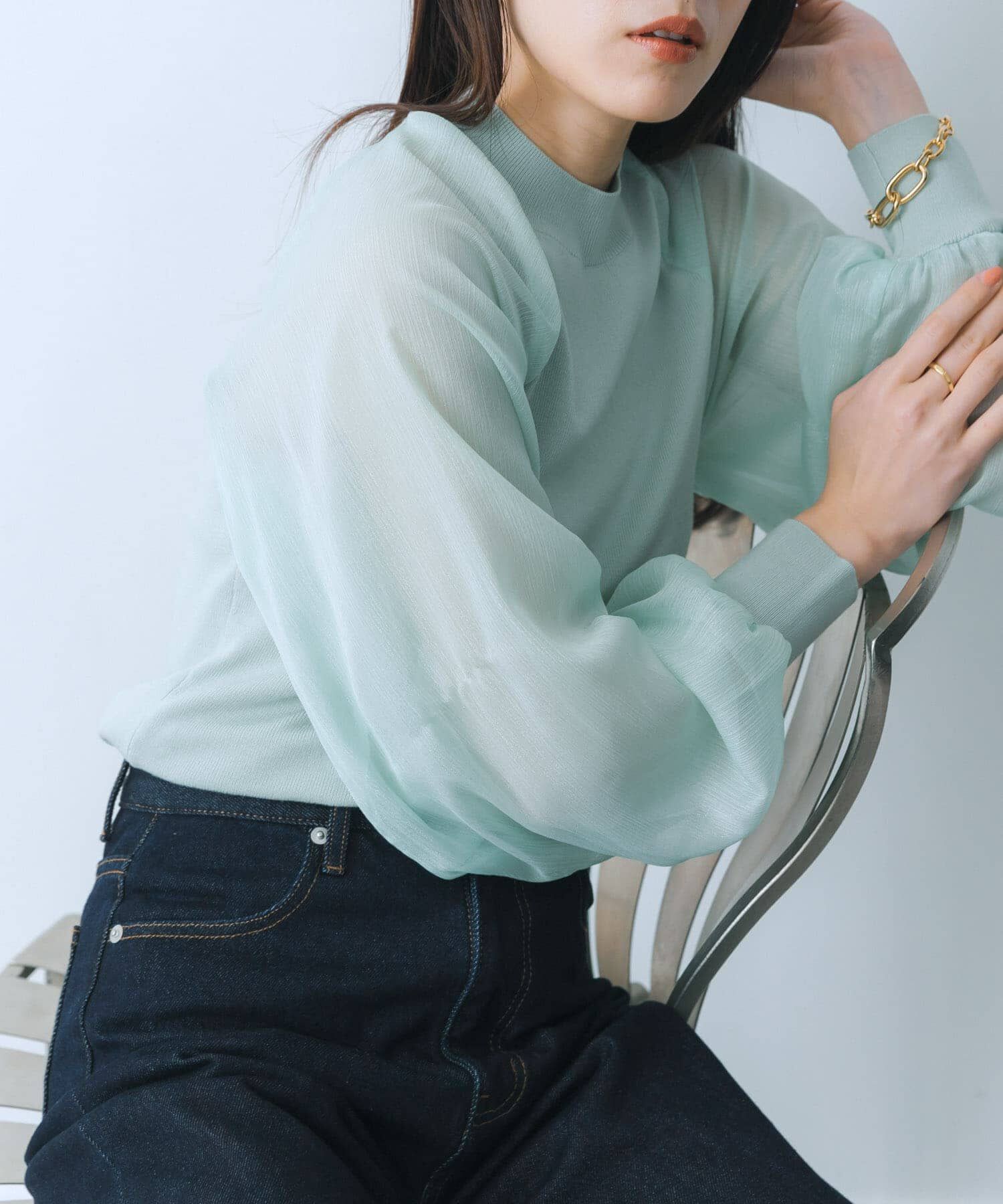 SENSE OF PLACE by URBAN RESEARCH「シアーボリュームスリーブセーター」|ニット・セーター|ミント