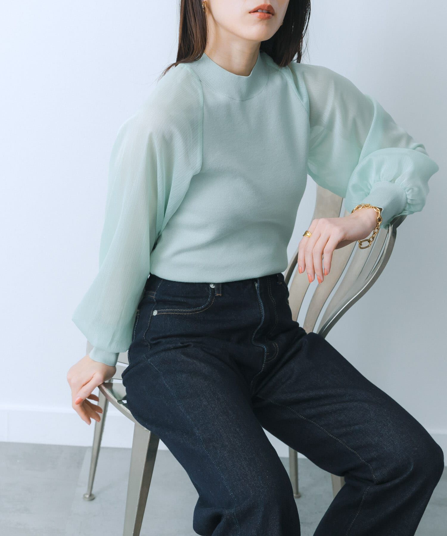 SENSE OF PLACE by URBAN RESEARCH「シアーボリュームスリーブセーター」|ニット・セーター|