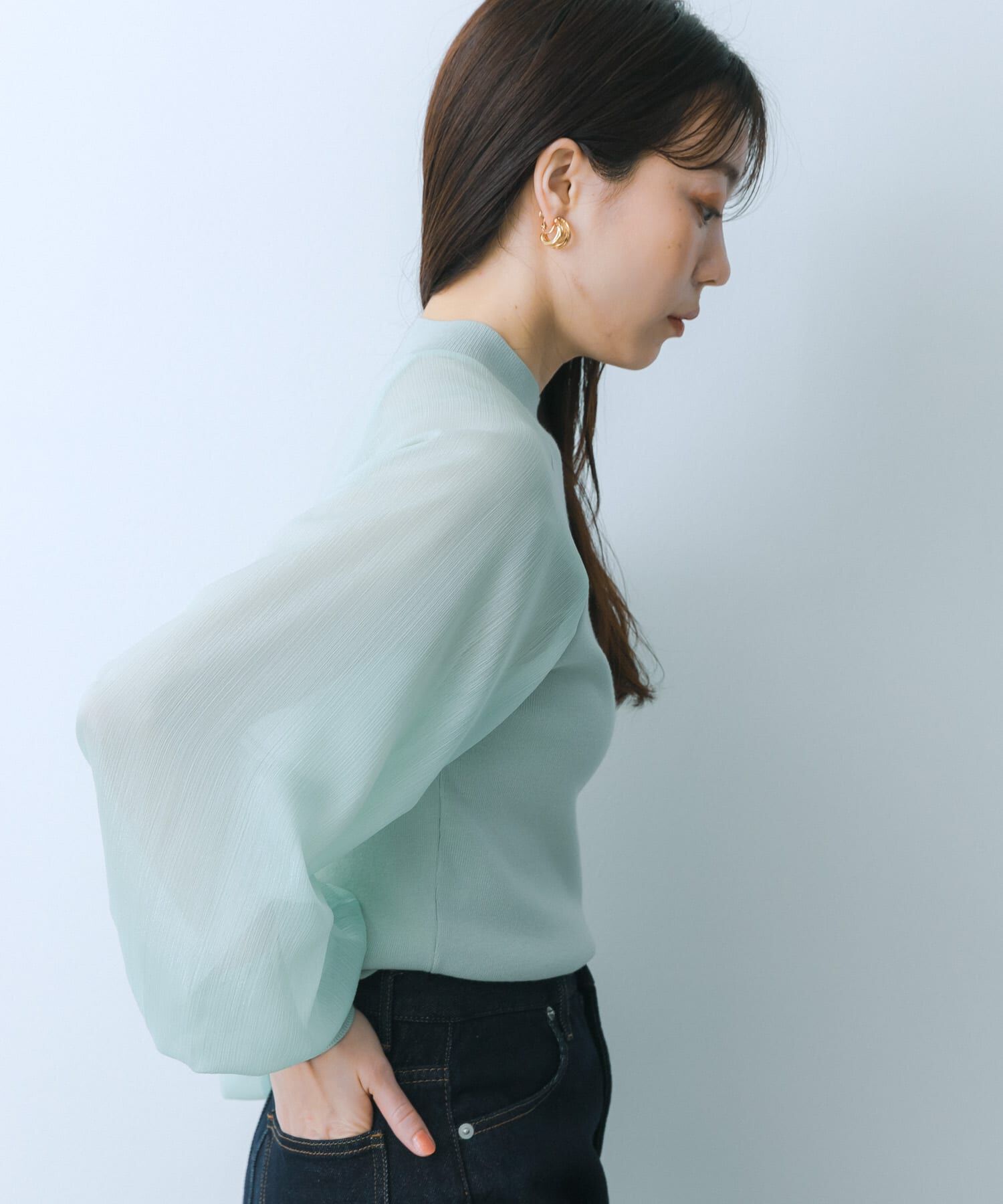 SENSE OF PLACE by URBAN RESEARCH「シアーボリュームスリーブセーター」|ニット・セーター|