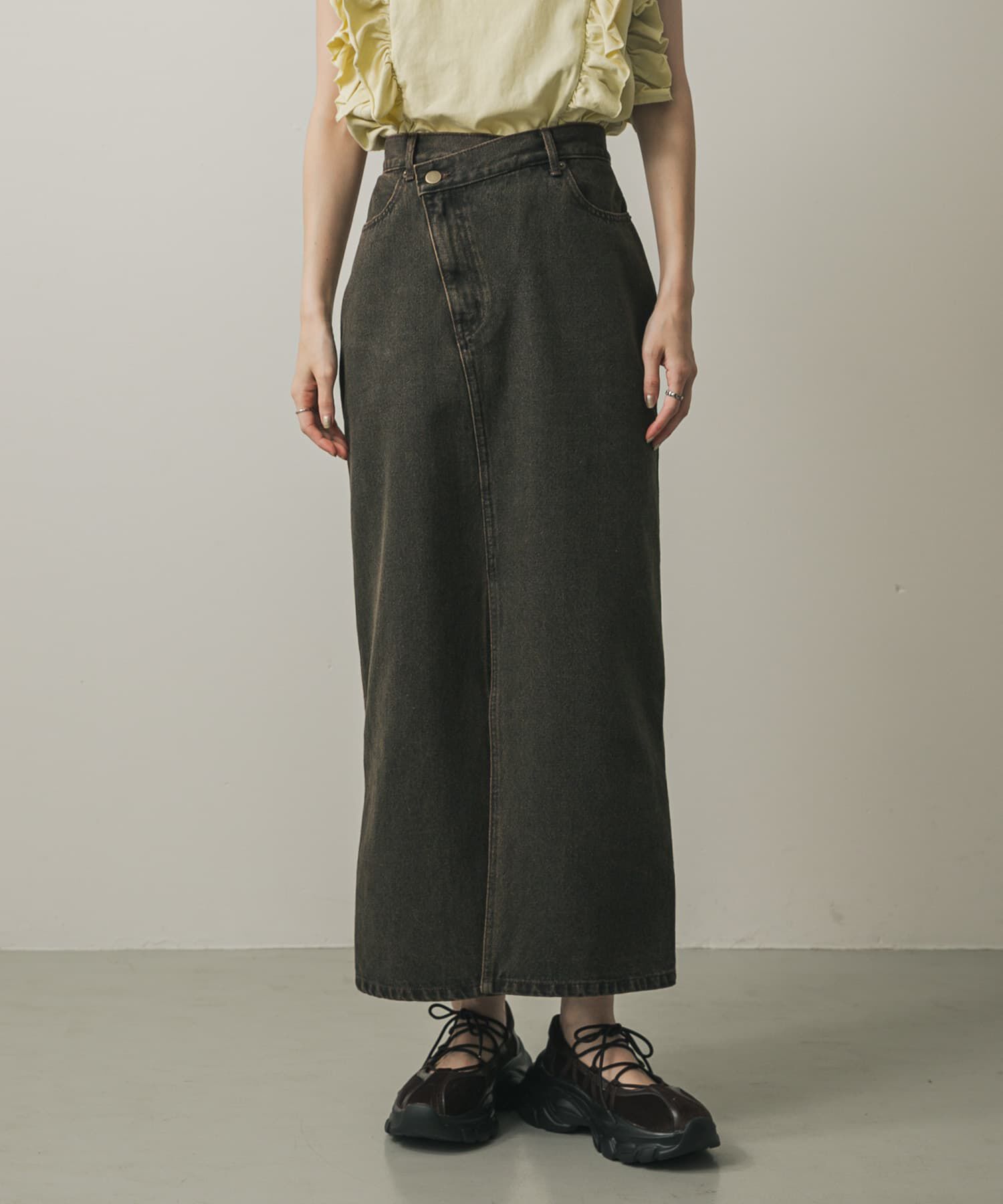 SENSE OF PLACE by URBAN RESEARCH「アシメベルトデニムスカート」|スカート|ブラウン