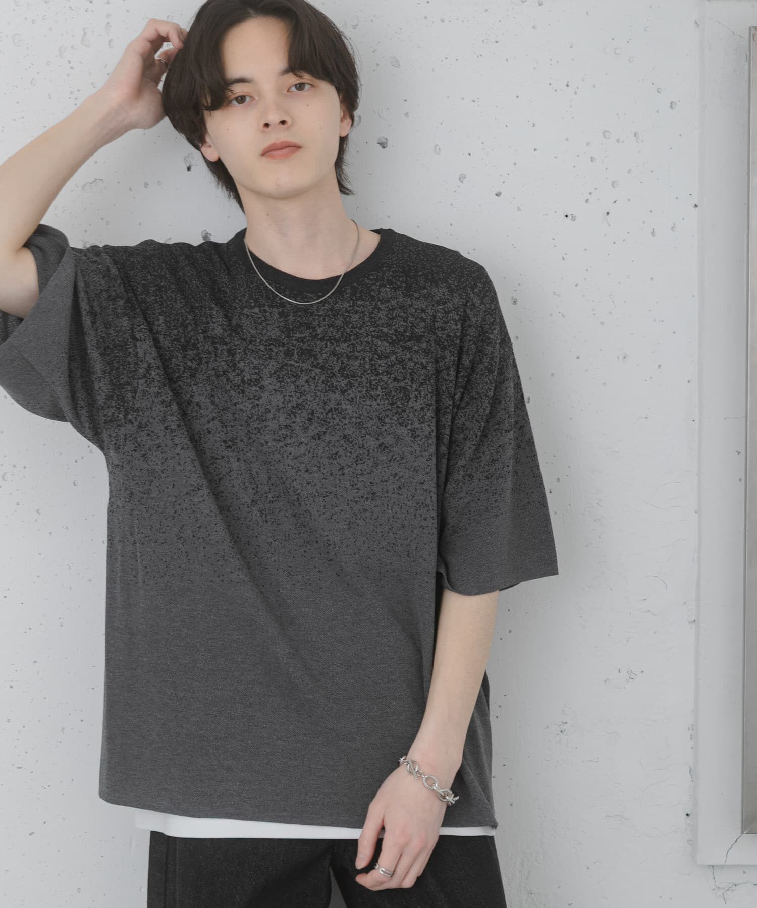 SENSE OF PLACE by URBAN RESEARCH「『洗濯可』エクストラルーズスプラッシュニットTシャツ」|ニット・セーター|