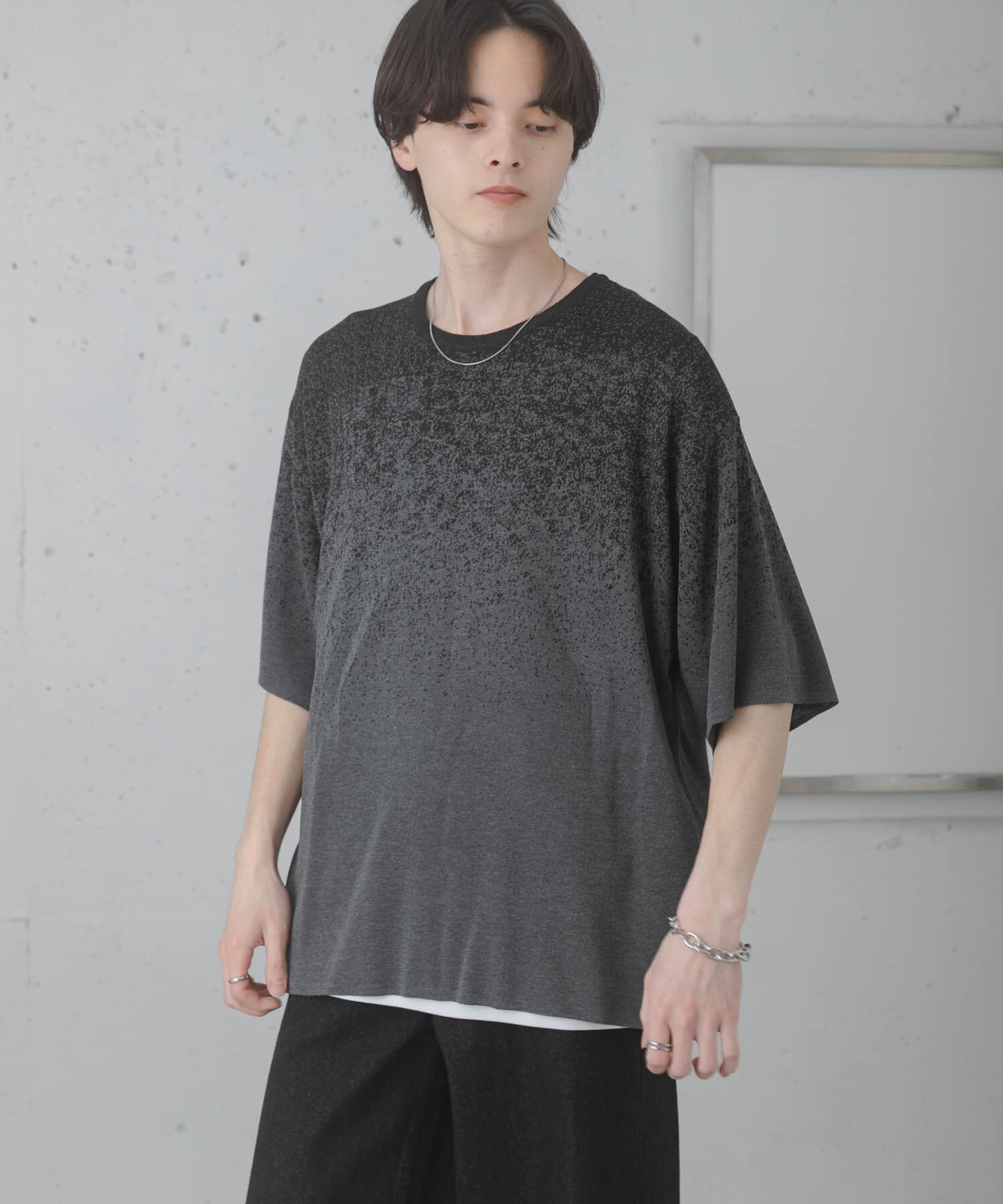SENSE OF PLACE by URBAN RESEARCH「『洗濯可』エクストラルーズスプラッシュニットTシャツ」|ニット・セーター|