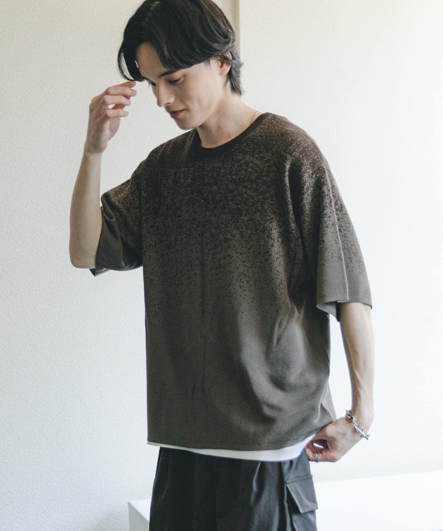 SENSE OF PLACE by URBAN RESEARCH「『洗濯可』エクストラルーズスプラッシュニットTシャツ」|ニット・セーター|