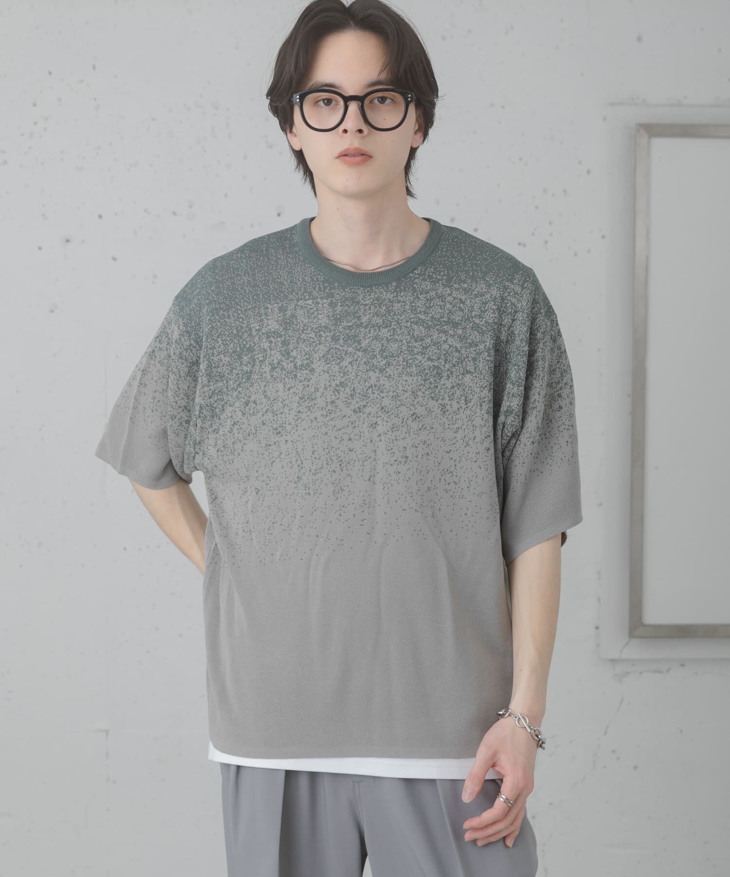 SENSE OF PLACE by URBAN RESEARCH「『洗濯可』エクストラルーズスプラッシュニットTシャツ」|ニット・セーター|