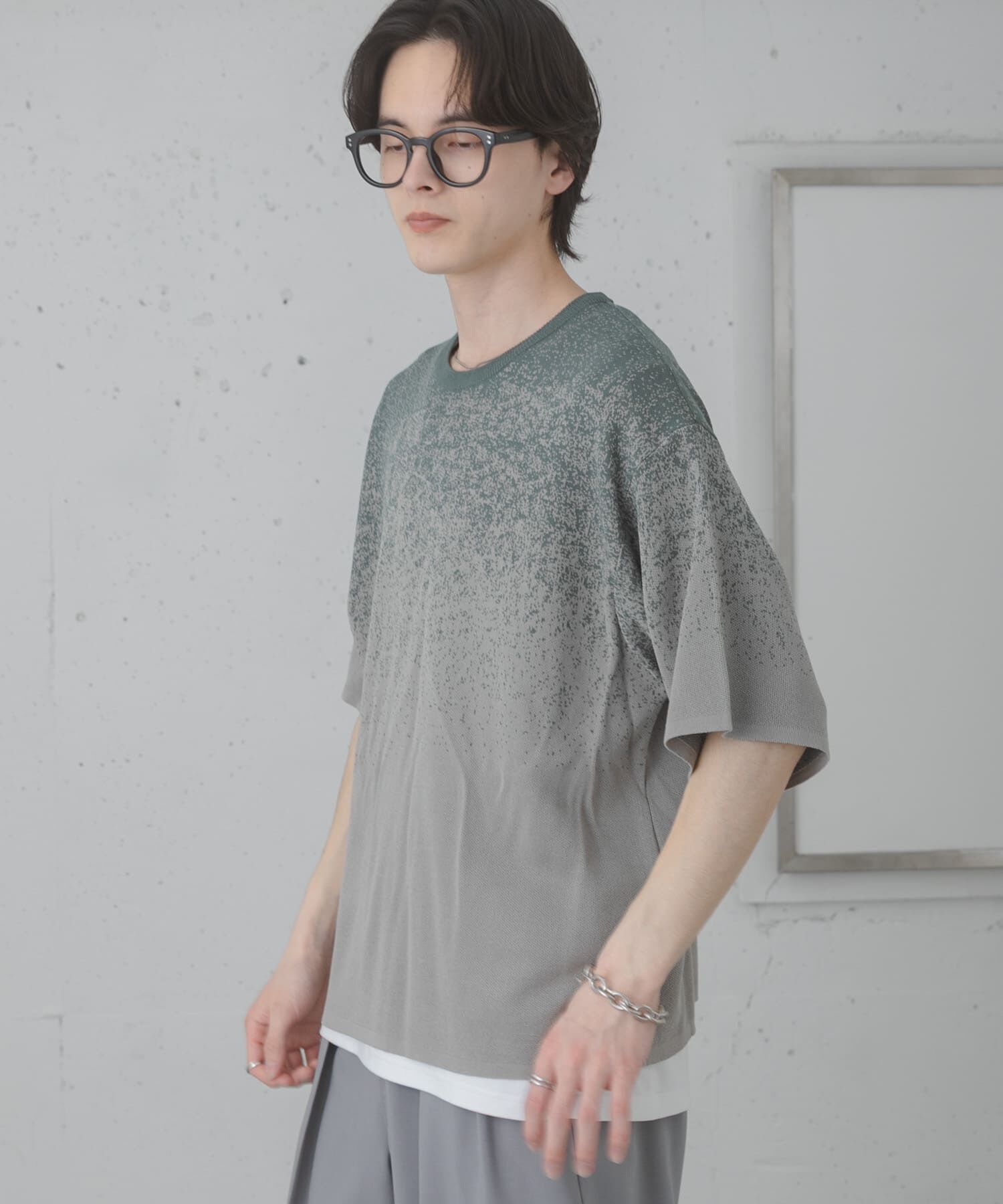 SENSE OF PLACE by URBAN RESEARCH「『洗濯可』エクストラルーズスプラッシュニットTシャツ」|ニット・セーター|