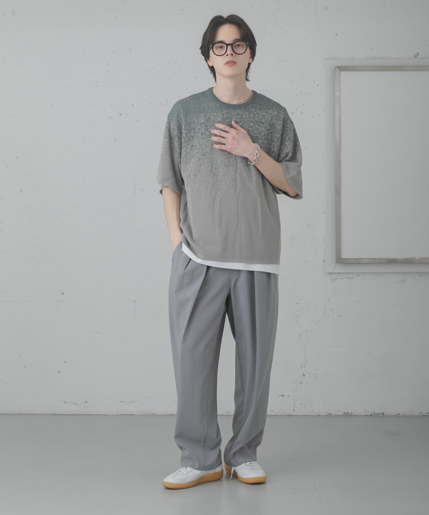 SENSE OF PLACE by URBAN RESEARCH「『洗濯可』エクストラルーズスプラッシュニットTシャツ」|ニット・セーター|