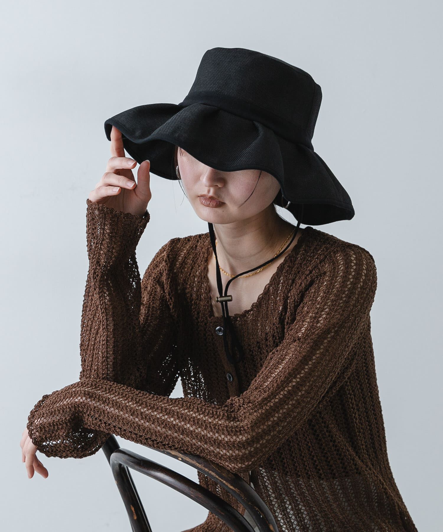 SENSE OF PLACE by URBAN RESEARCH「ジュートライクフリルハット」|ハット|ブラック