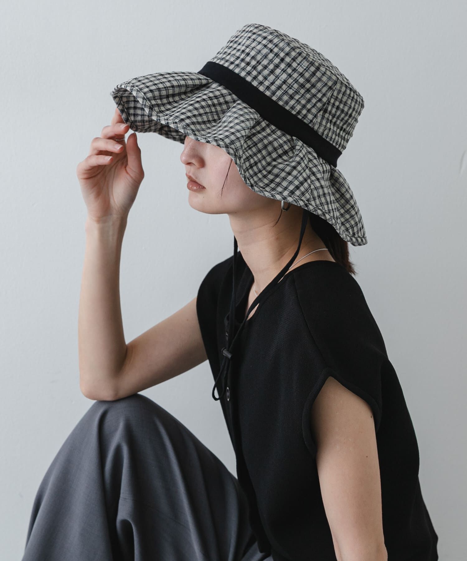 SENSE OF PLACE by URBAN RESEARCH「ジュートライクフリルハット」|ハット|ブラック系その他