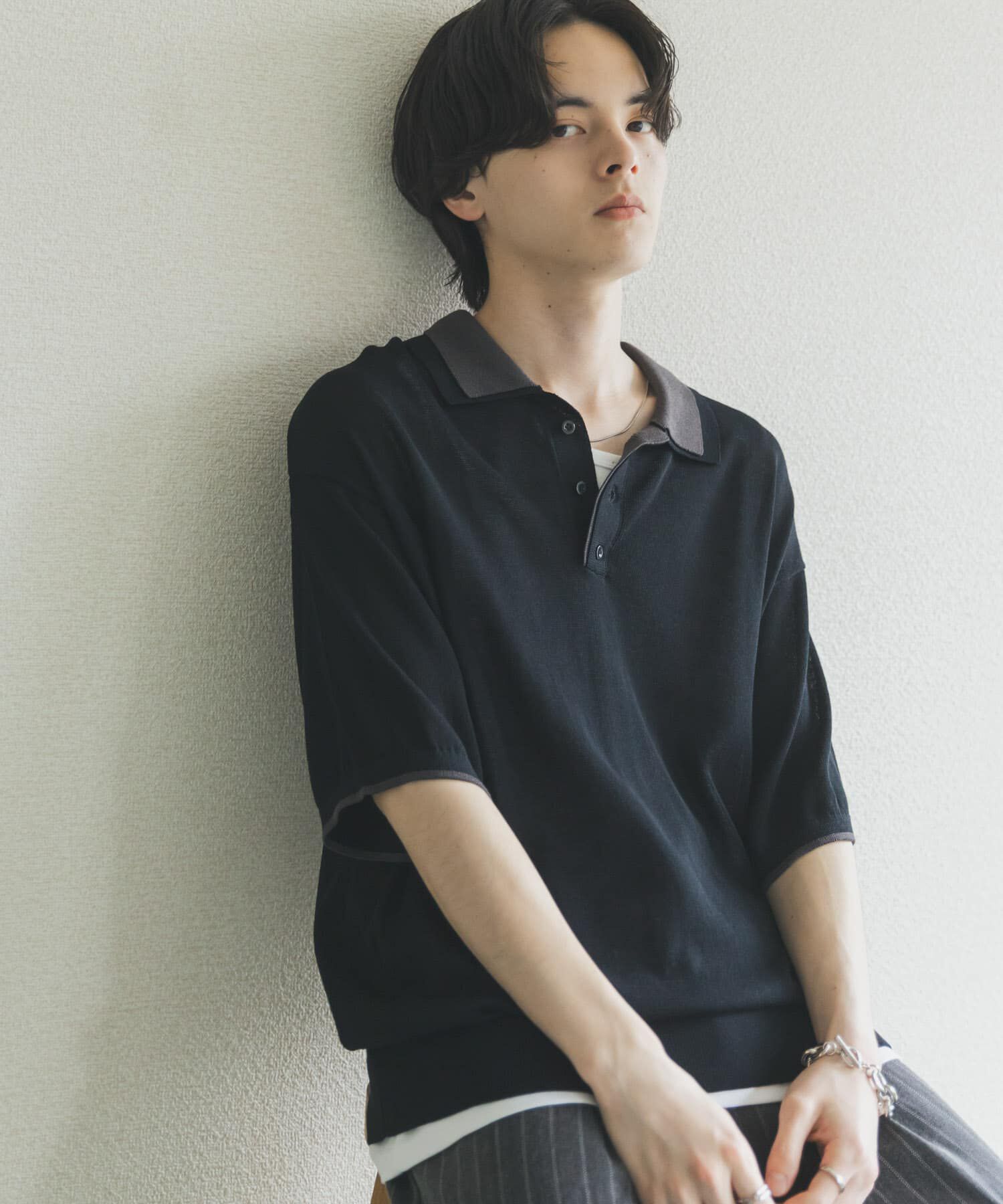 SENSE OF PLACE by URBAN RESEARCH「フェイクレイヤードニットポロシャツ」|ニット・セーター|