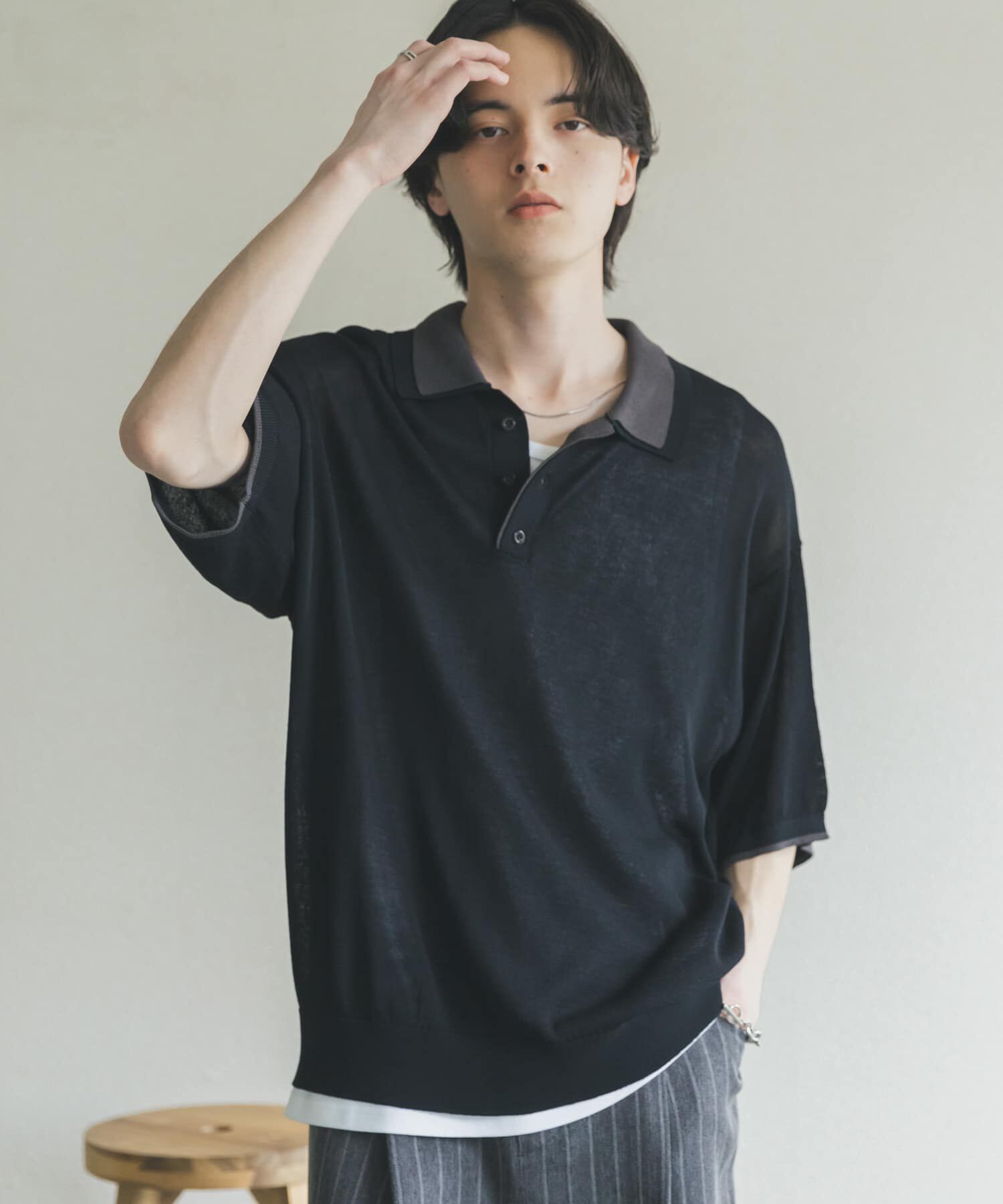 SENSE OF PLACE by URBAN RESEARCH「フェイクレイヤードニットポロシャツ」|ニット・セーター|