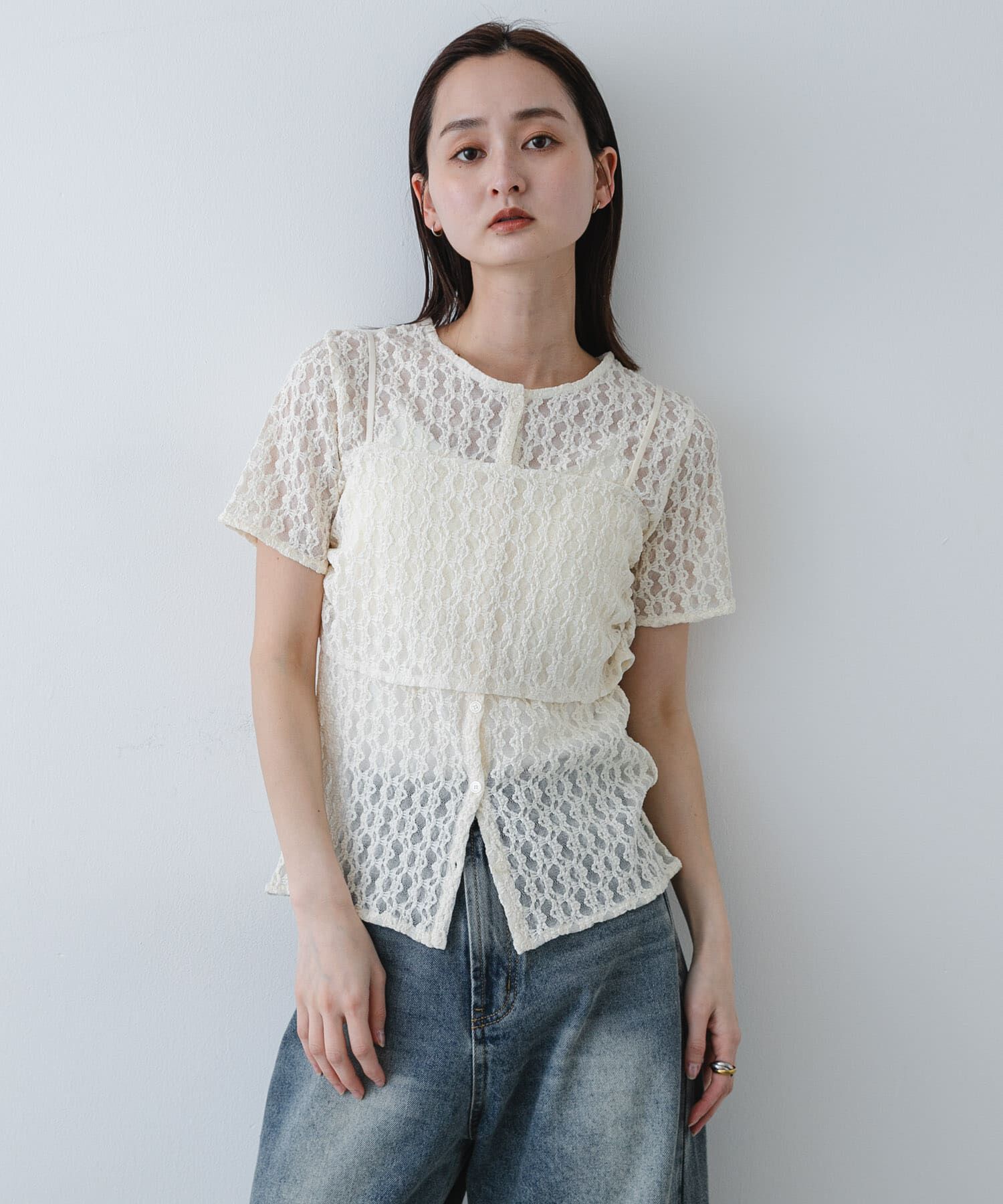 SENSE OF PLACE by URBAN RESEARCH「レースビスチェアンサンブルカットトップ」|Tシャツ・カットソー|