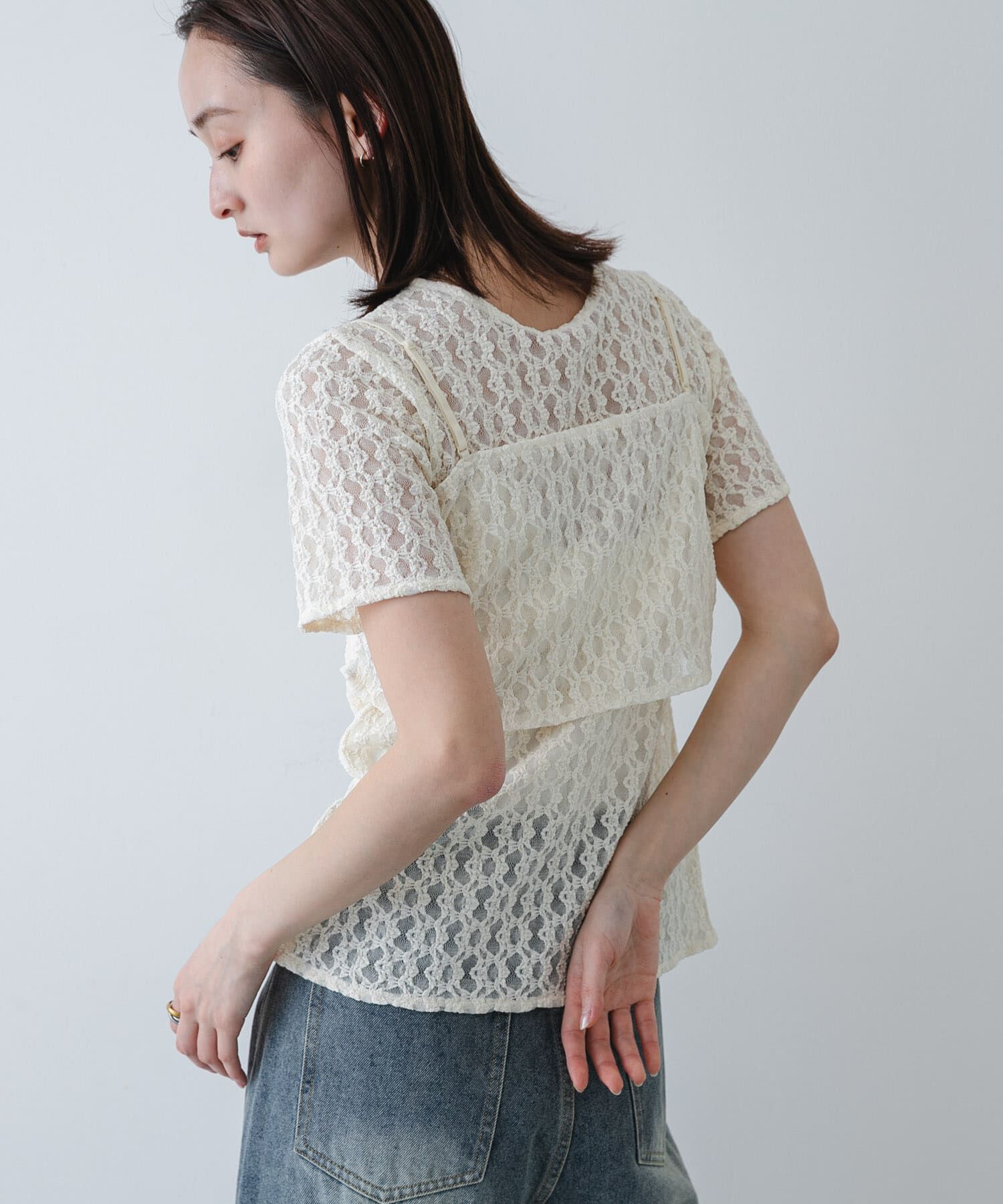SENSE OF PLACE by URBAN RESEARCH「レースビスチェアンサンブルカットトップ」|Tシャツ・カットソー|