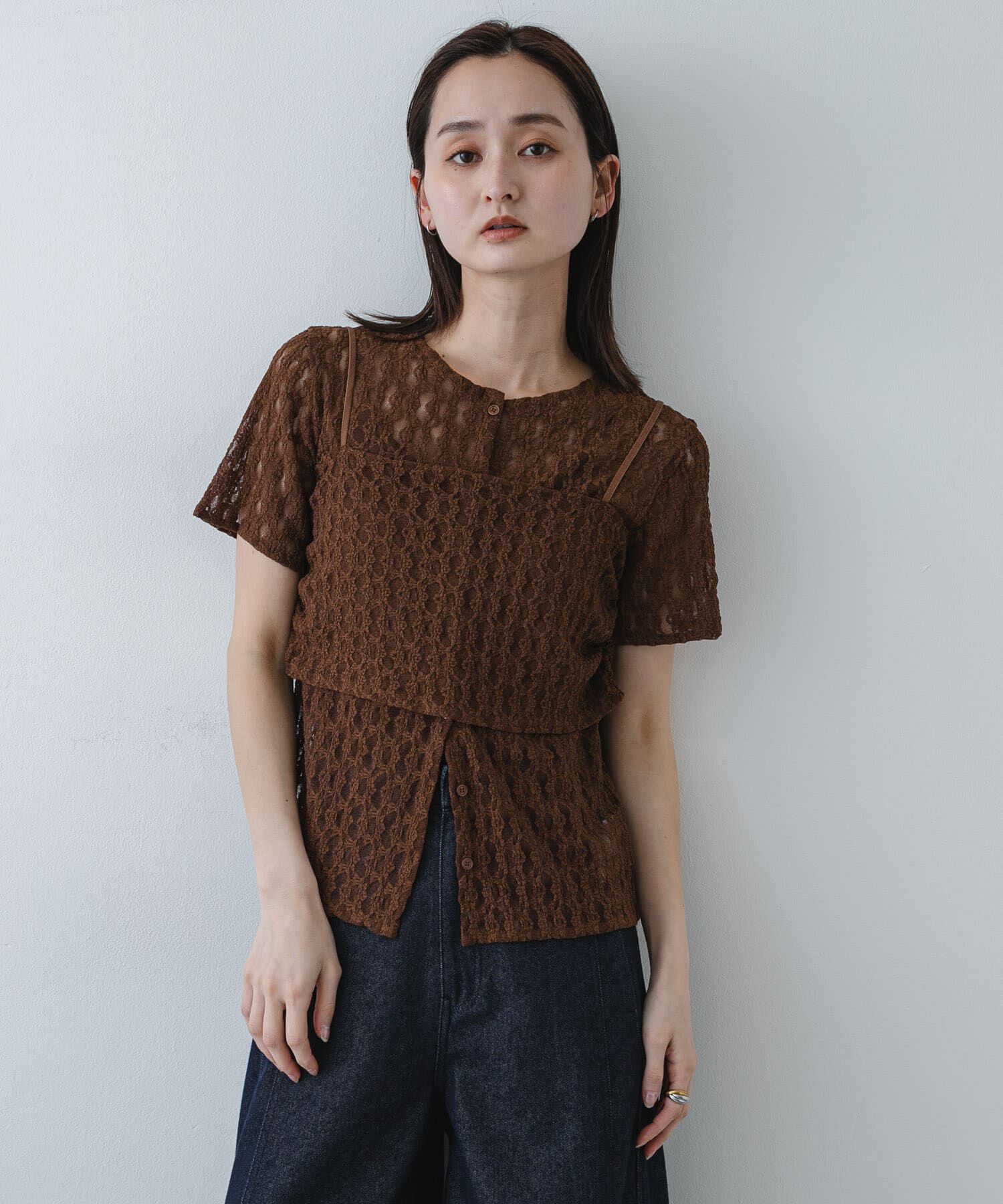 SENSE OF PLACE by URBAN RESEARCH「レースビスチェアンサンブルカットトップ」|Tシャツ・カットソー|