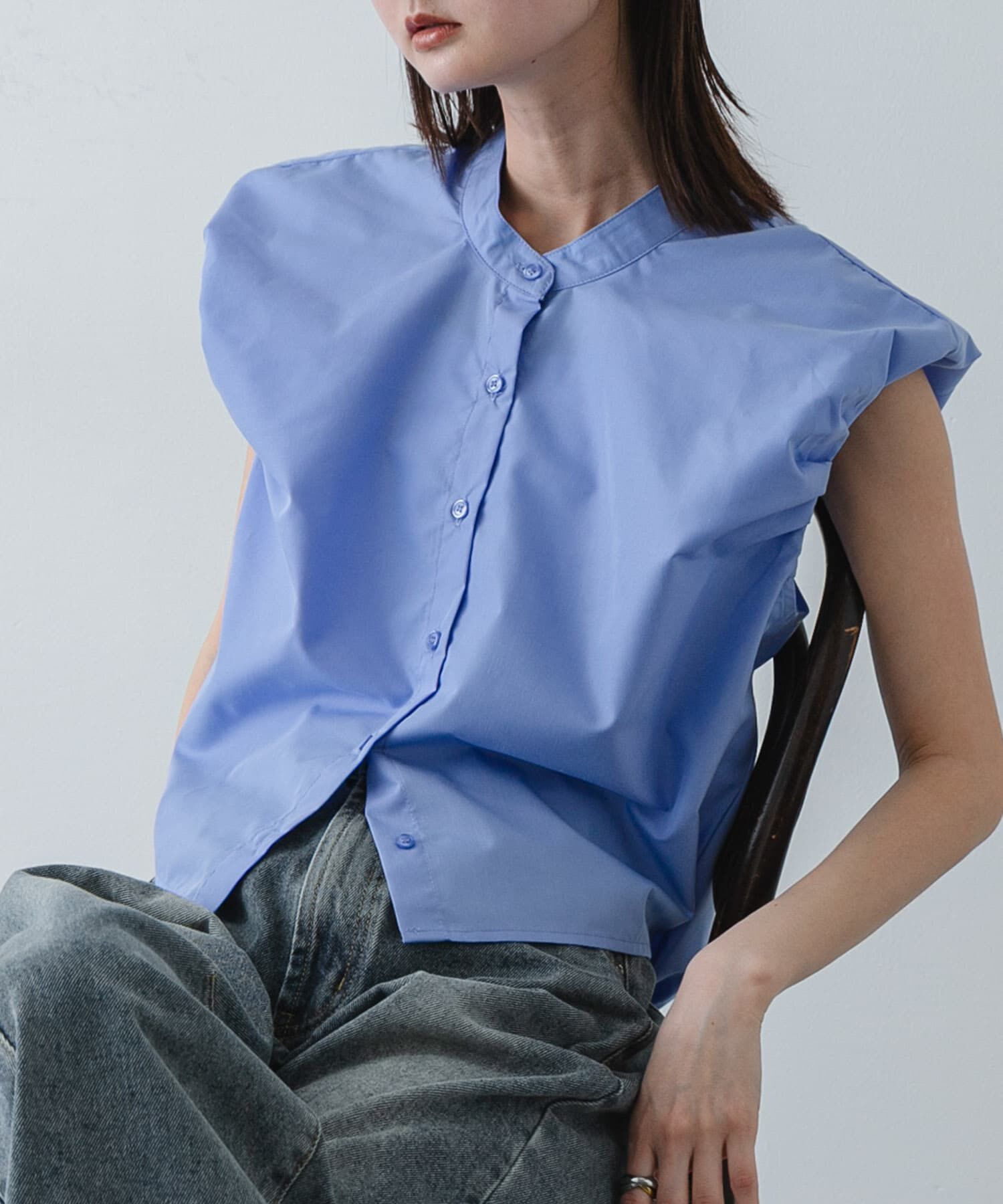 SENSE OF PLACE by URBAN RESEARCH「ブロードパフショルダーブラウス」|シャツ・ブラウス|ブルー