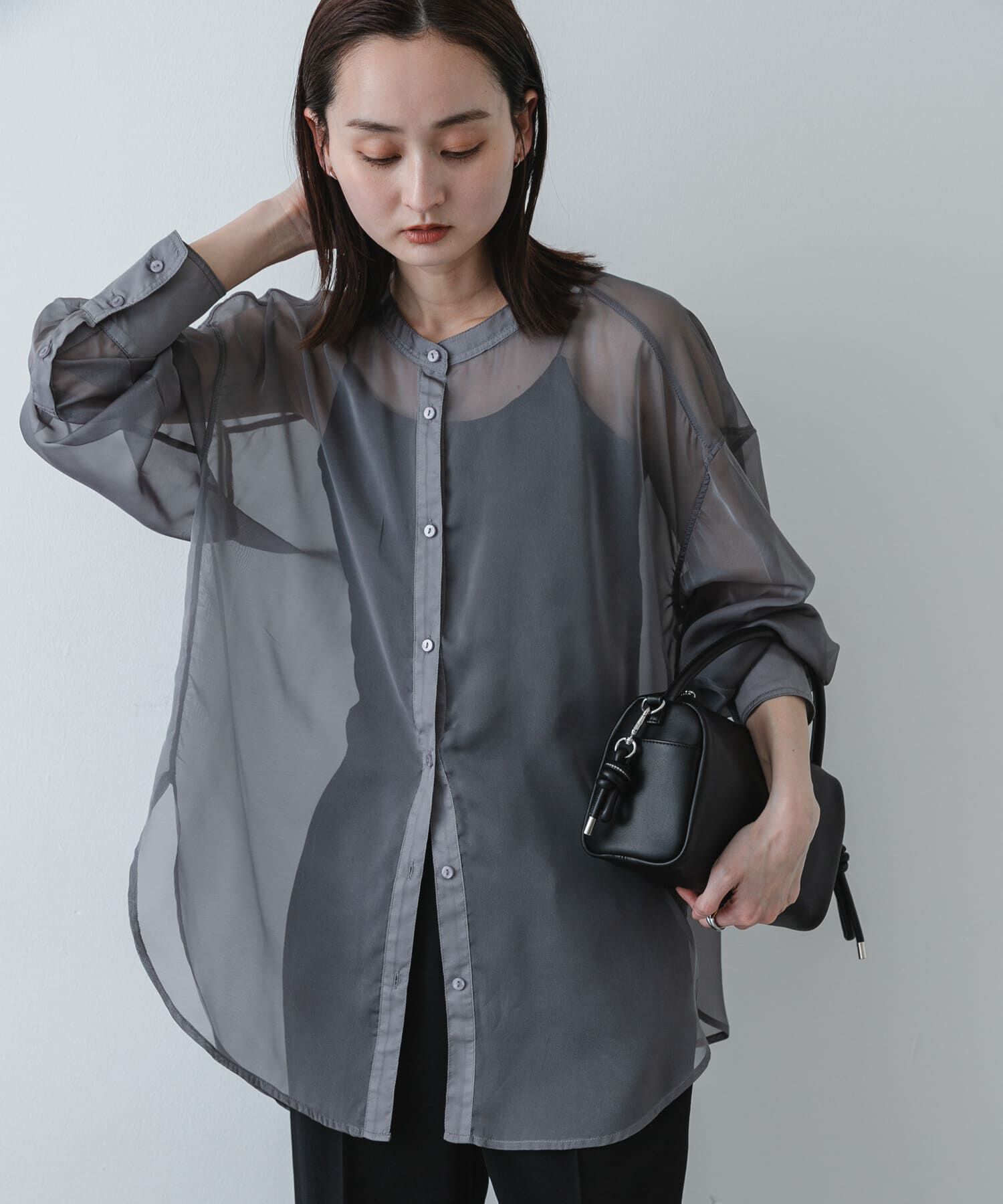 SENSE OF PLACE by URBAN RESEARCH「バンドカラーシャンブレーシアーシャツ」|シャツ・ブラウス|