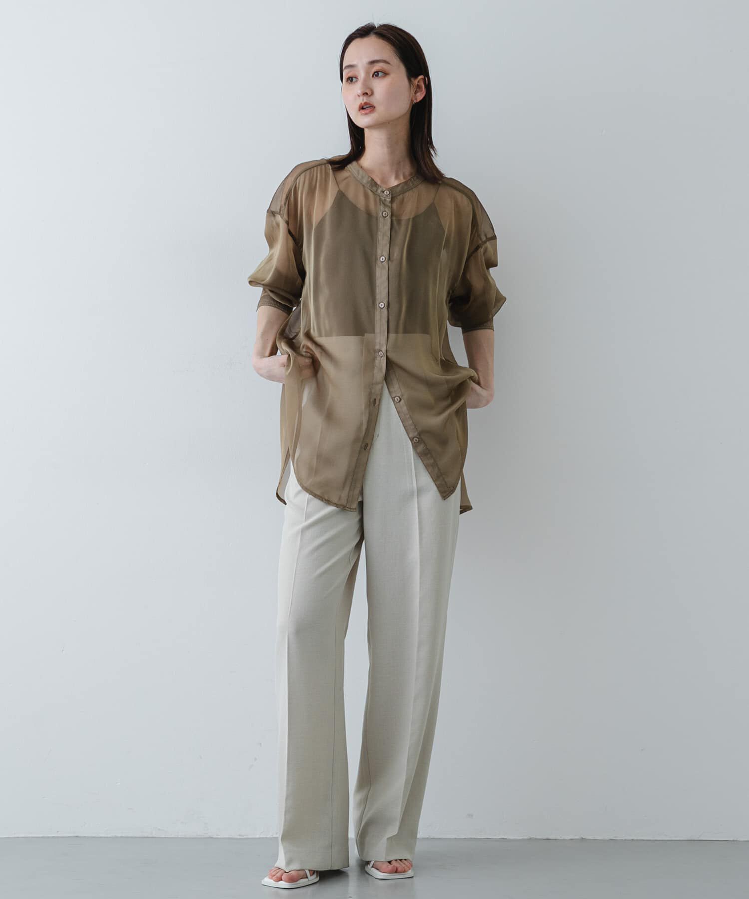 SENSE OF PLACE by URBAN RESEARCH「バンドカラーシャンブレーシアーシャツ」|シャツ・ブラウス|