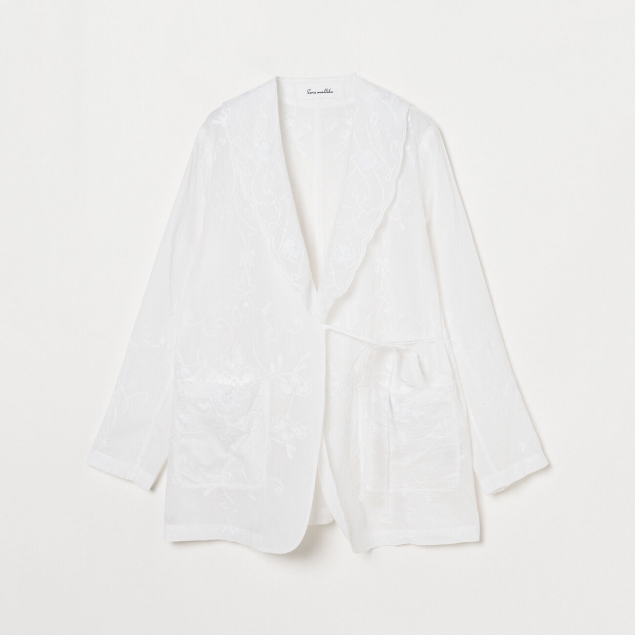  「SARA MALLIKA ORGANZA AARI EMBROIDERY JACKET」|デニムジャケット|ホワイト