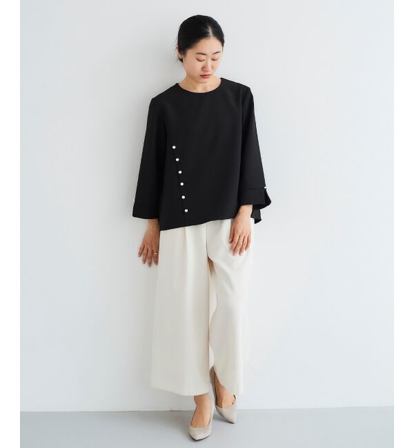 le.coeur blanc「パール付きプルオーバー&times;テーパードパンツセット」|スラックス|