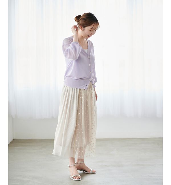  「Perle Peche ドットチュールレースキリカエスカート」|スカート|