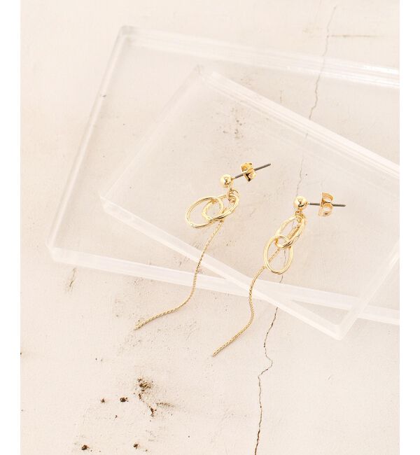 le.coeur blanc「フープ&times;チェーンIラインピアス」|ピアス|ゴールド