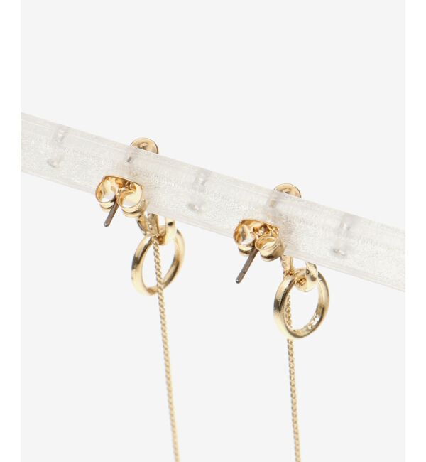 le.coeur blanc「フープ&times;チェーンIラインピアス」|ピアス|