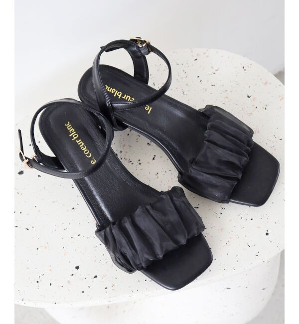  「《WEB限定アイテム》ギャザーストラップサンダル」|サンダル|