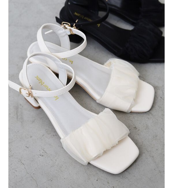  「《WEB限定アイテム》ギャザーストラップサンダル」|サンダル|