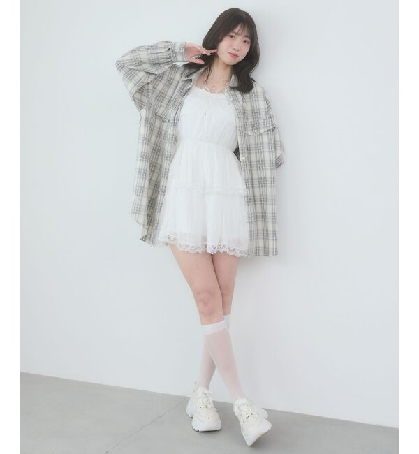  「レースフリルティアードキャミワンピ」|ワンピース|