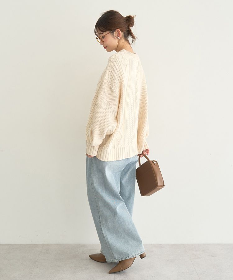 earth music&ecology「アンチピリングC/Aパッチワークケーブルニット」|ニット・セーター|