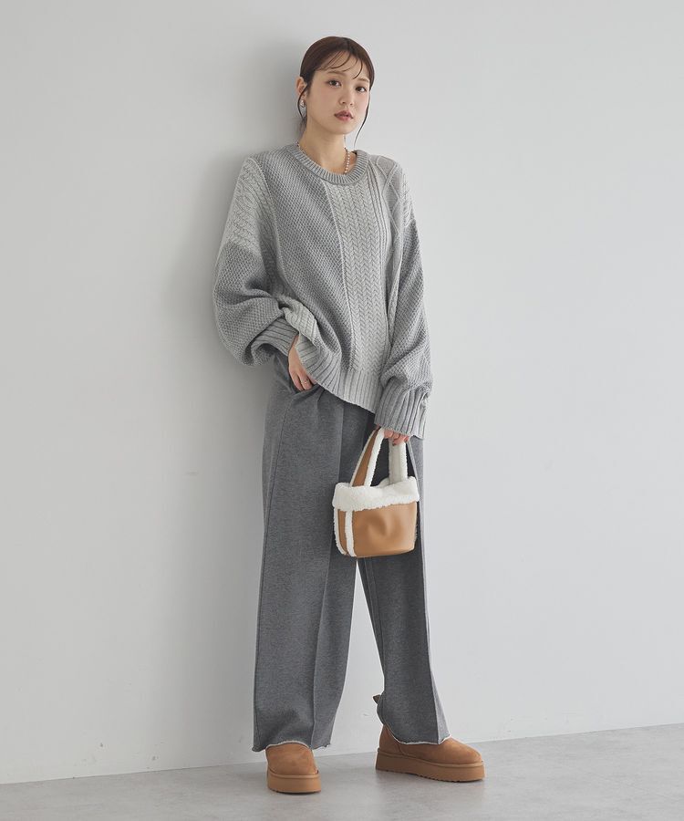 earth music&ecology「アンチピリングC/Aパッチワークケーブルニット」|ニット・セーター|