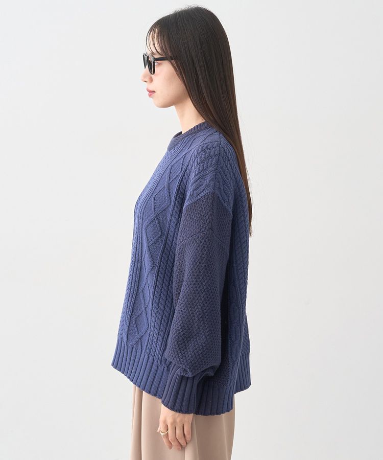 earth music&ecology「アンチピリングC/Aパッチワークケーブルニット」|ニット・セーター|