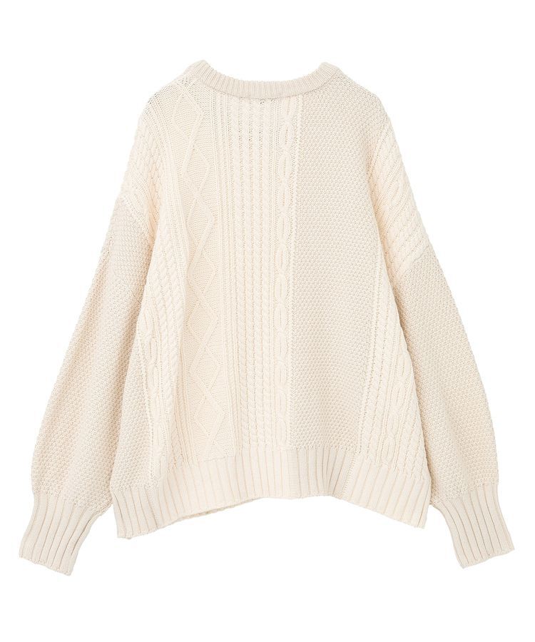 earth music&ecology「アンチピリングC/Aパッチワークケーブルニット」|ニット・セーター|