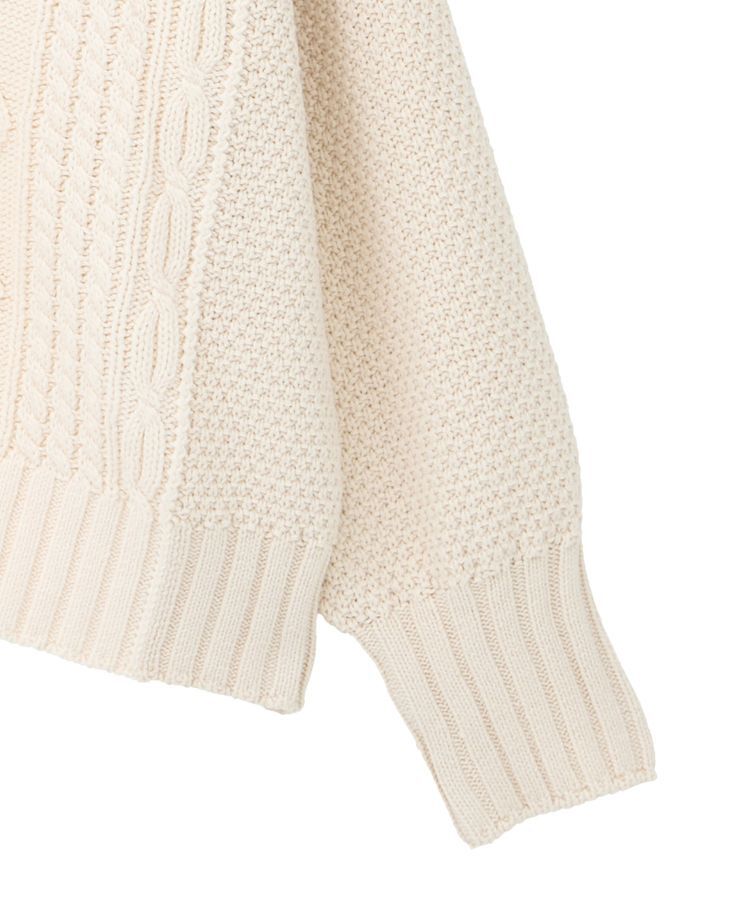 earth music&ecology「アンチピリングC/Aパッチワークケーブルニット」|ニット・セーター|