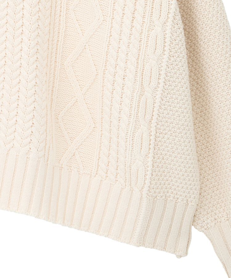 earth music&ecology「アンチピリングC/Aパッチワークケーブルニット」|ニット・セーター|