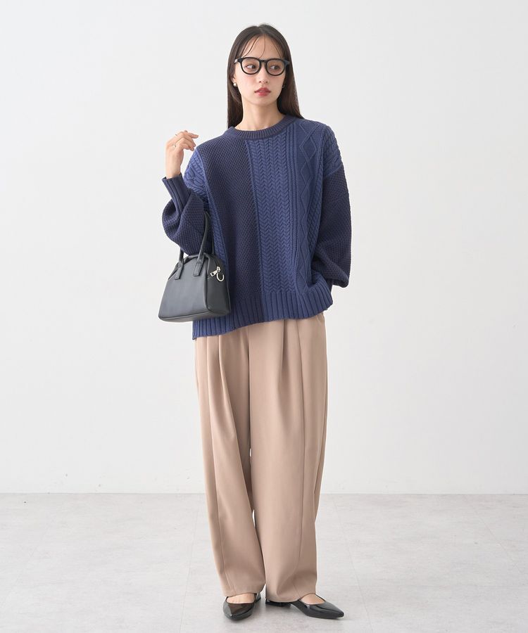 earth music&ecology「アンチピリングC/Aパッチワークケーブルニット」|ニット・セーター|