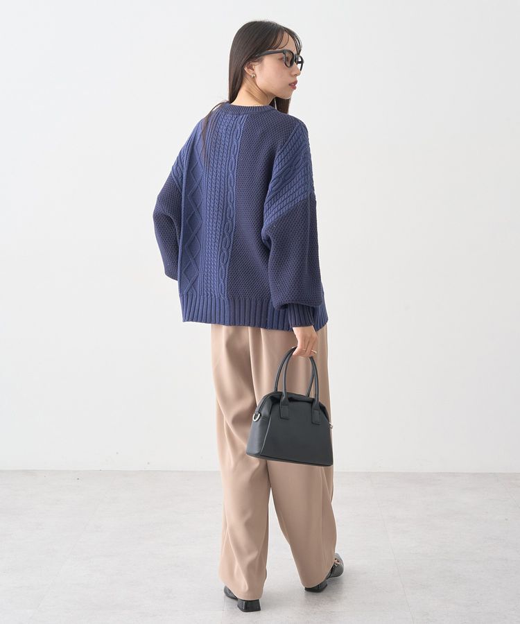 earth music&ecology「アンチピリングC/Aパッチワークケーブルニット」|ニット・セーター|