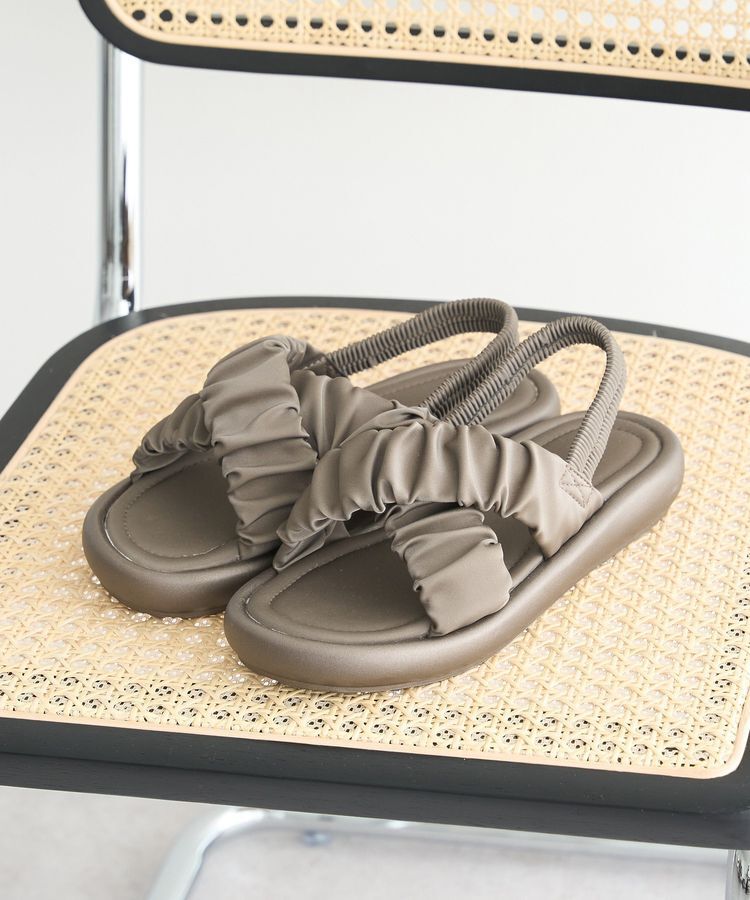 earth music&ecology「ギャザークロスサンダル」|サンダル|Bronze