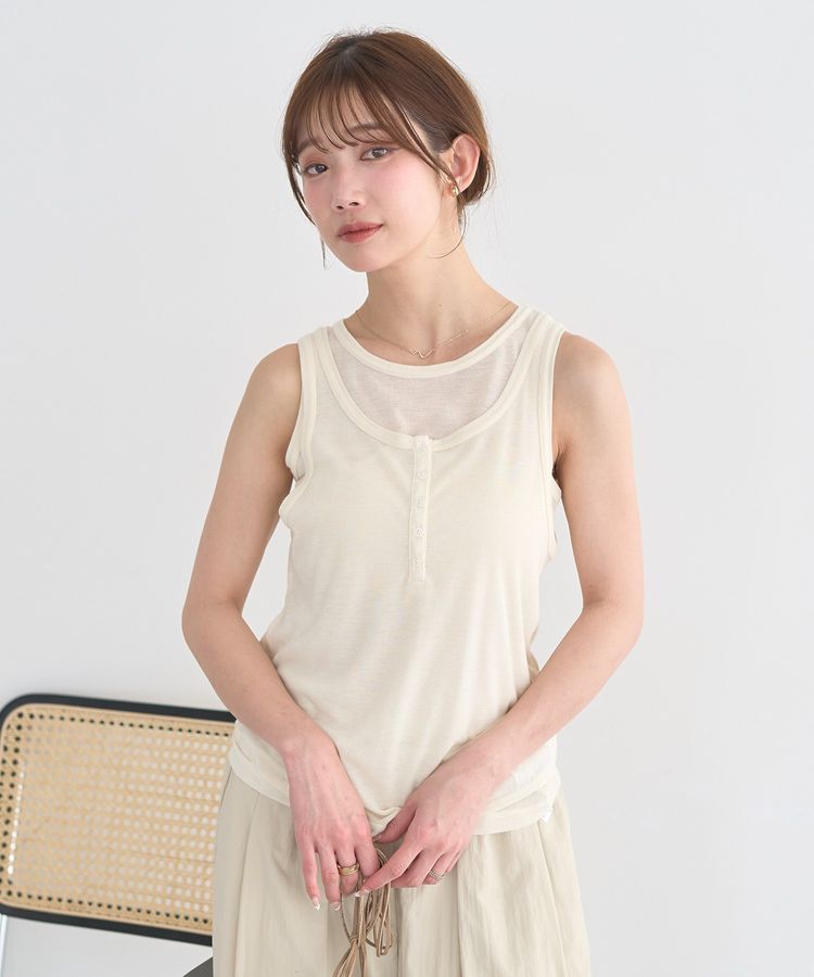 earth music&ecology「シアーフライスレイヤードタンクトップ」|インナー|