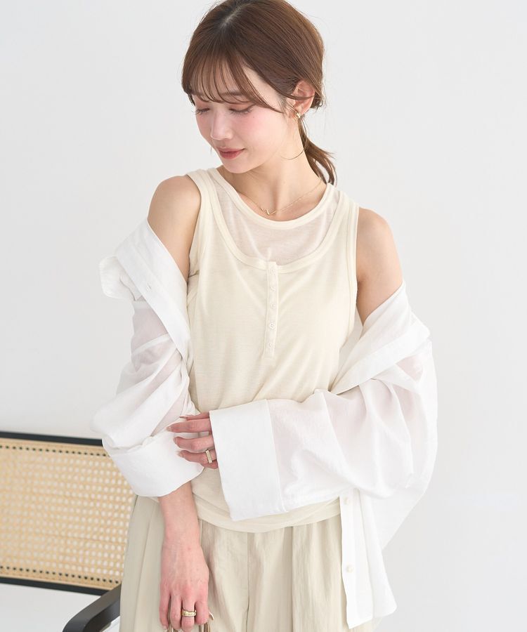 earth music&ecology「シアーフライスレイヤードタンクトップ」|インナー|