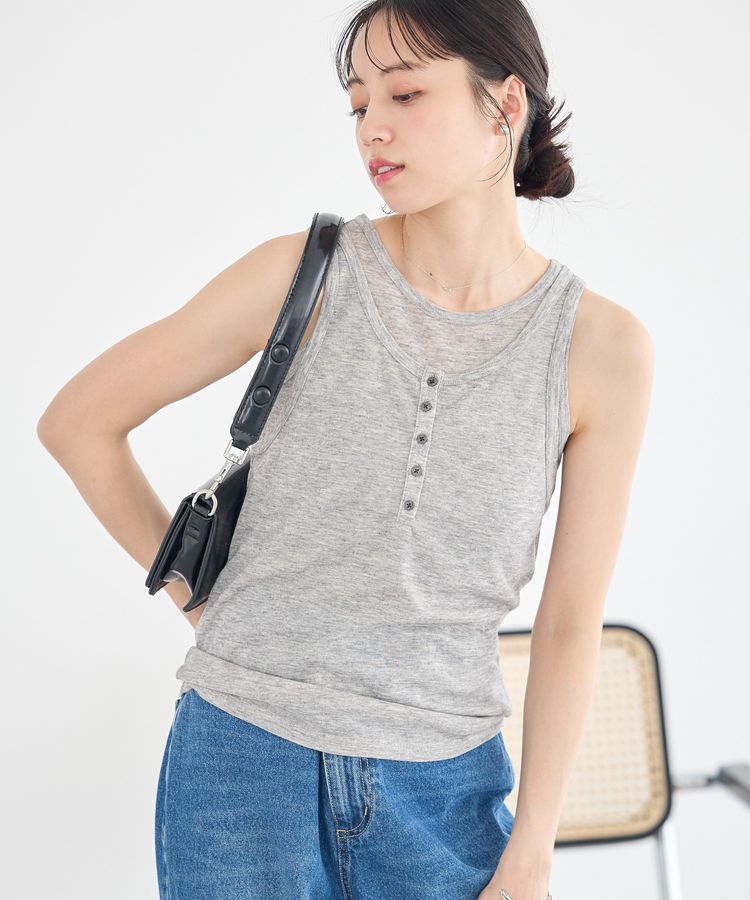 earth music&ecology「シアーフライスレイヤードタンクトップ」|インナー|Gray Mixture