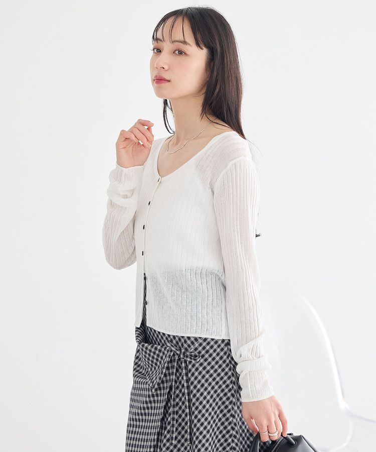 earth music&ecology「シアーリブカーディガン」|カーディガン|