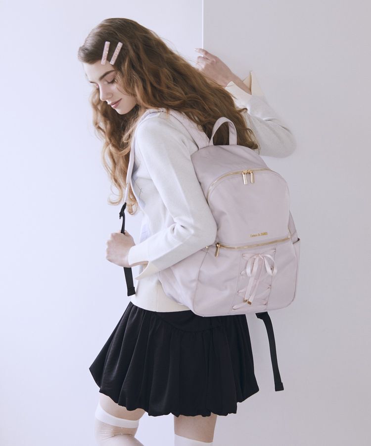 Maison de FLEUR「【撥水加工/19L】レースアップリボンリュック」|リュック|