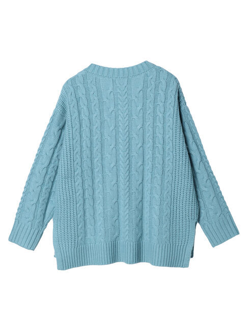  「ざっくりVネックケーブルニットプルオーバー」|ニット・セーター|