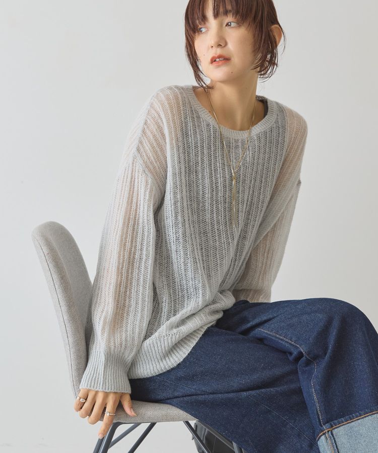 AMERICAN HOLIC「モヘアタッチルーズ編みプルオーバー」|ニット・セーター|Gray