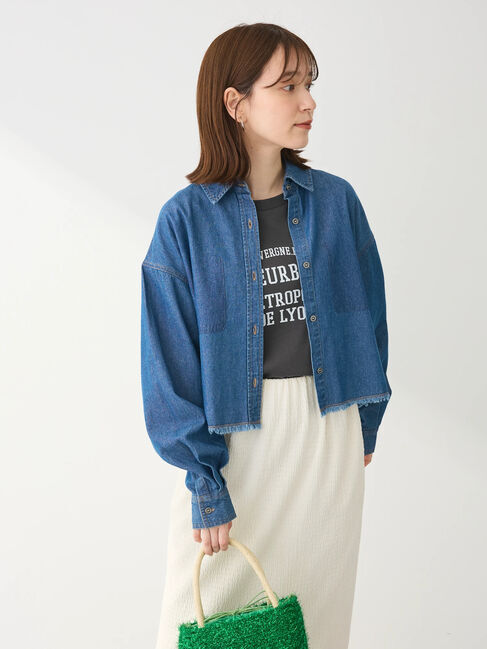 Green Parks「・SUGAR　SPOON　クロップドデニムシャツ」|シャツ・ブラウス|Indigo