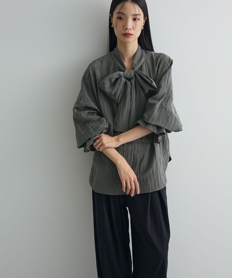 AnriettMusee「ボウタイリボンブラウス」|シャツ・ブラウス|Charcoal Gray