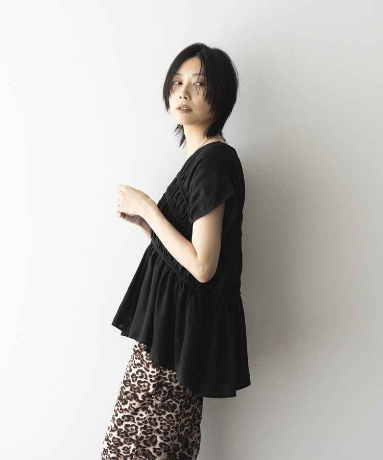 GARAGE OF GOOD CLOTHING「Vネック切り替えギャザーブラウス」|シャツ・ブラウス|