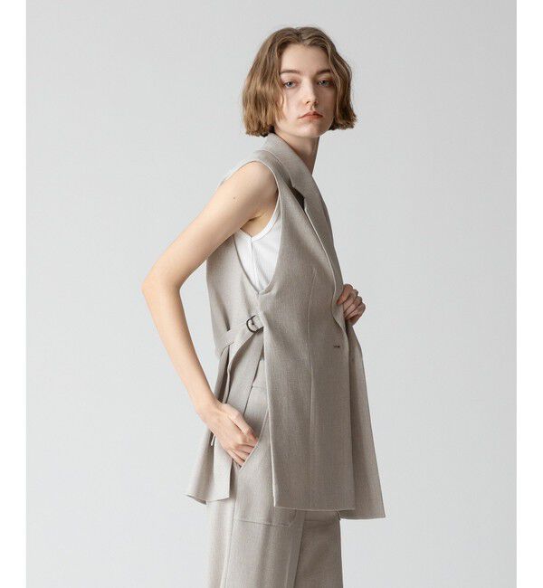 allureville「【セットアップ対応可能】麻調カルゼサイドオープンジレ」|ベスト・ジレ|